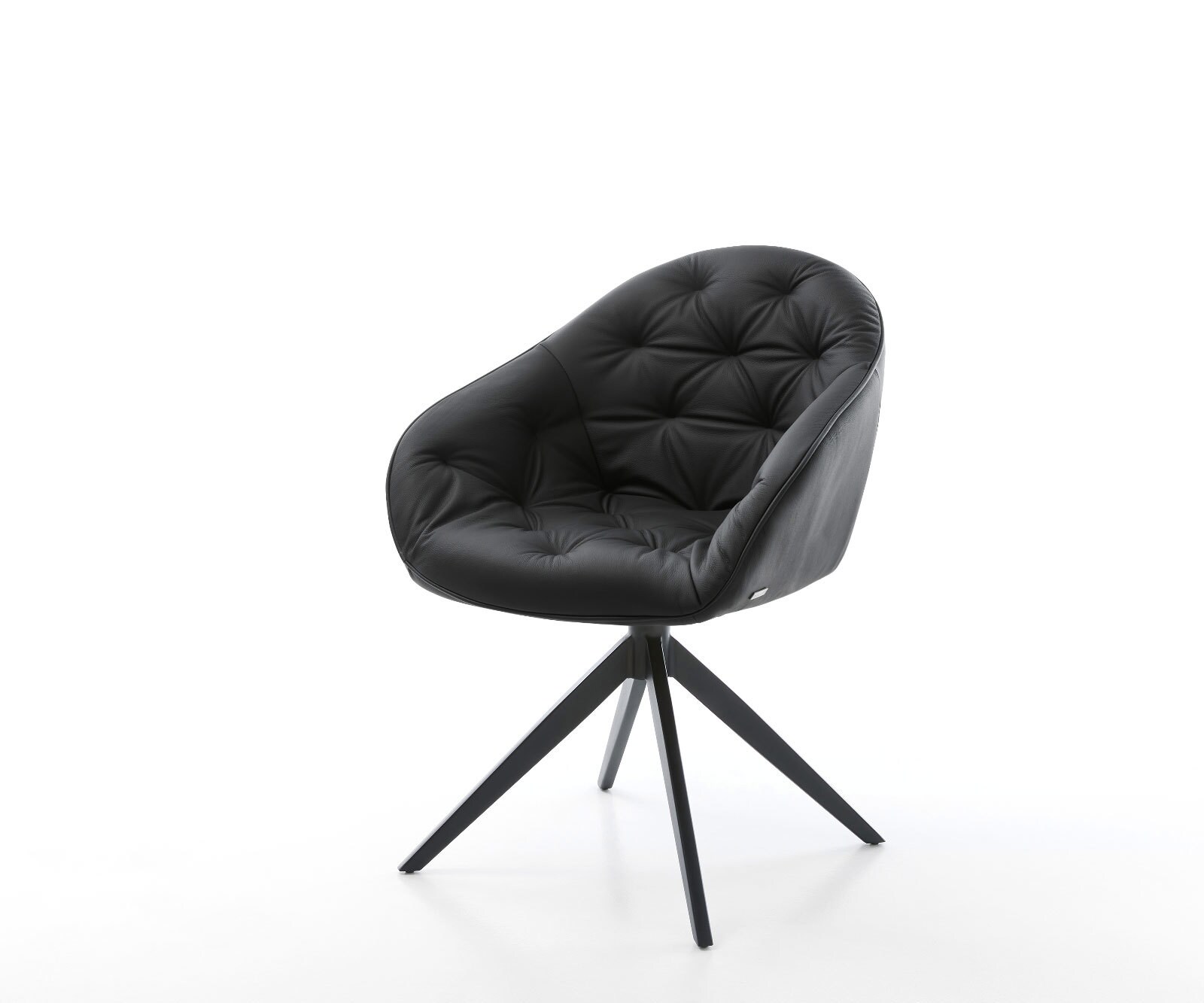 Drehstuhl Gaio-Flex Echt-Leder Schwarz Kreuzgestell breit Schwarz 360° dreh günstig online kaufen