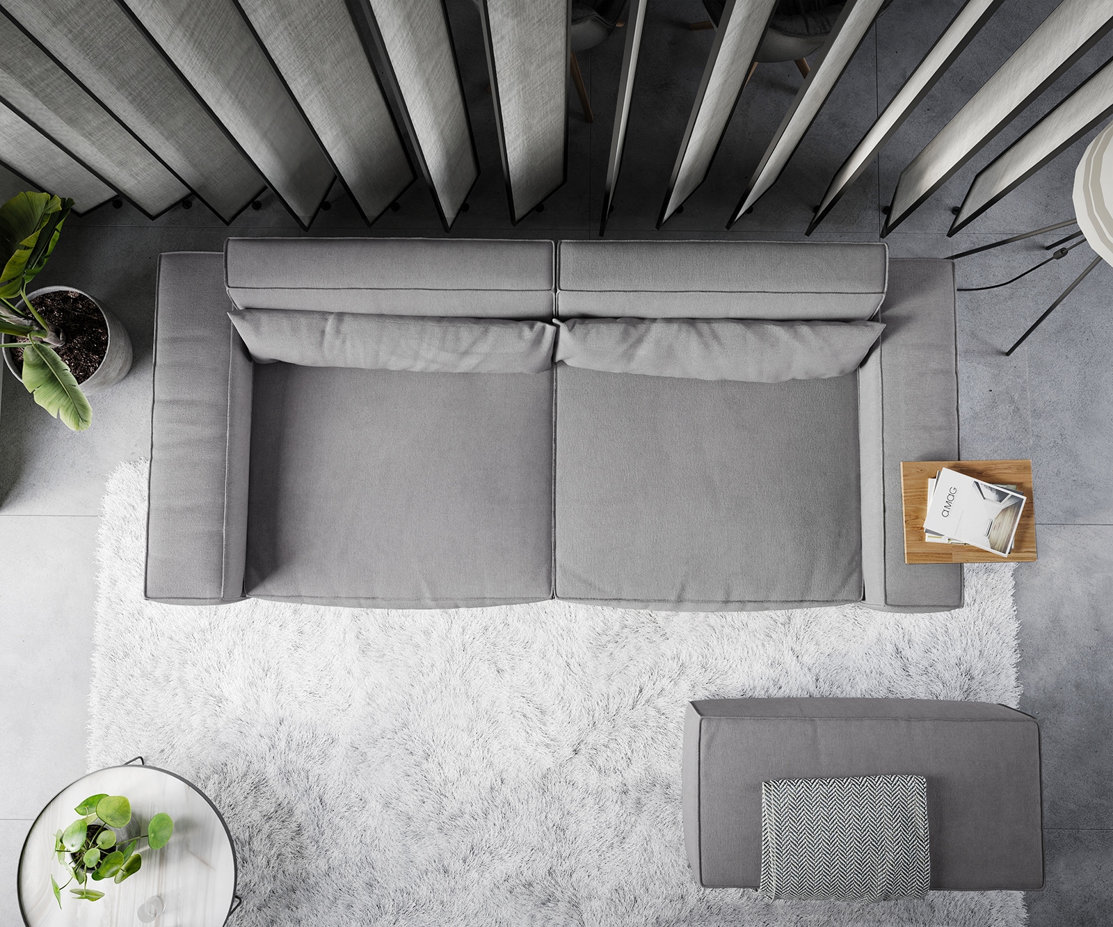 Big-Sofa Sirpio XL 270x130 cm Mikrofaser Grau mit Hocker 5 Big-Sofa Sirpio XL 270x130 cm Mikrofaser Grau mit Hocker 5