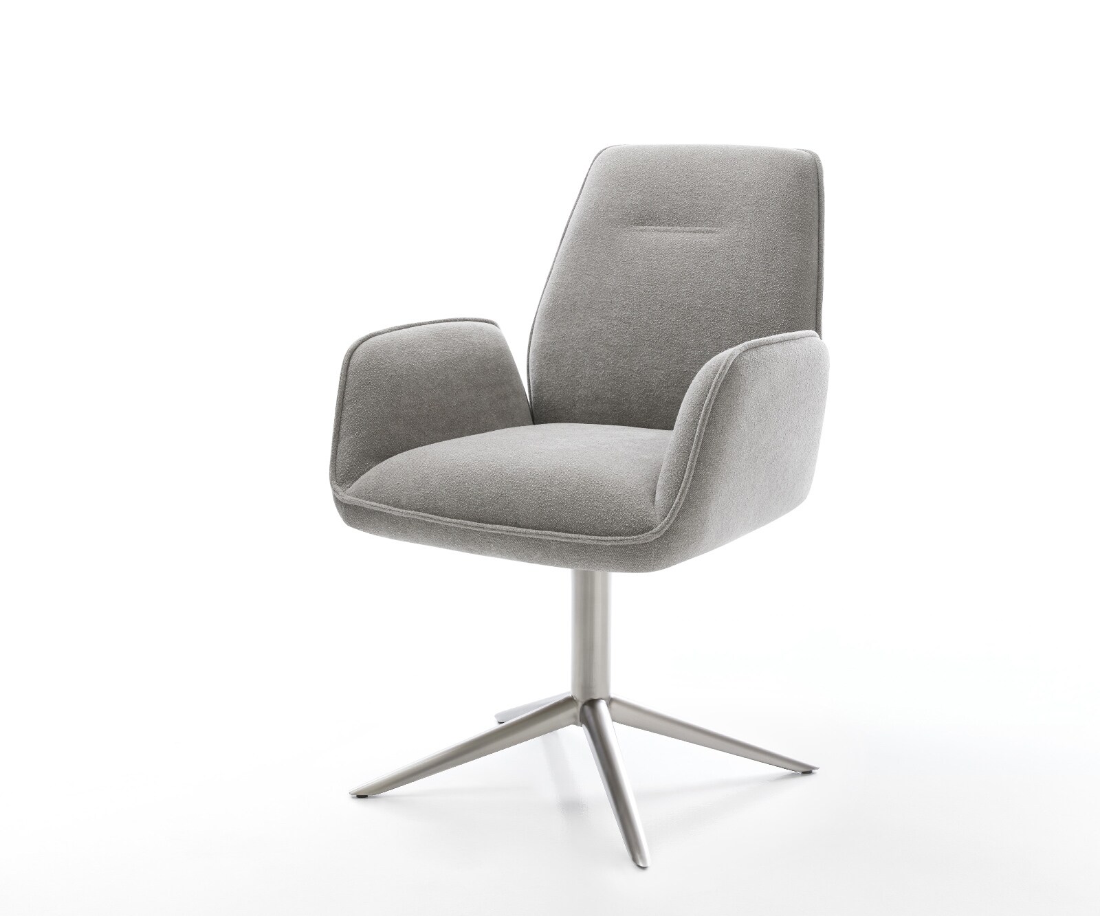 Chaise-pivotante Zoa-Flex tissu structuré doux gris pied de chaise 4 branches acier inoxydable pivotement sur 360° fonction bascule resorts ensachés