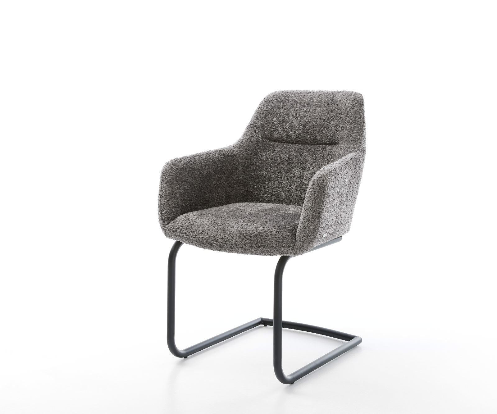 Cantilever Pejo-Flex bouclé gris pied cantilever rond noir ressorts ensachés