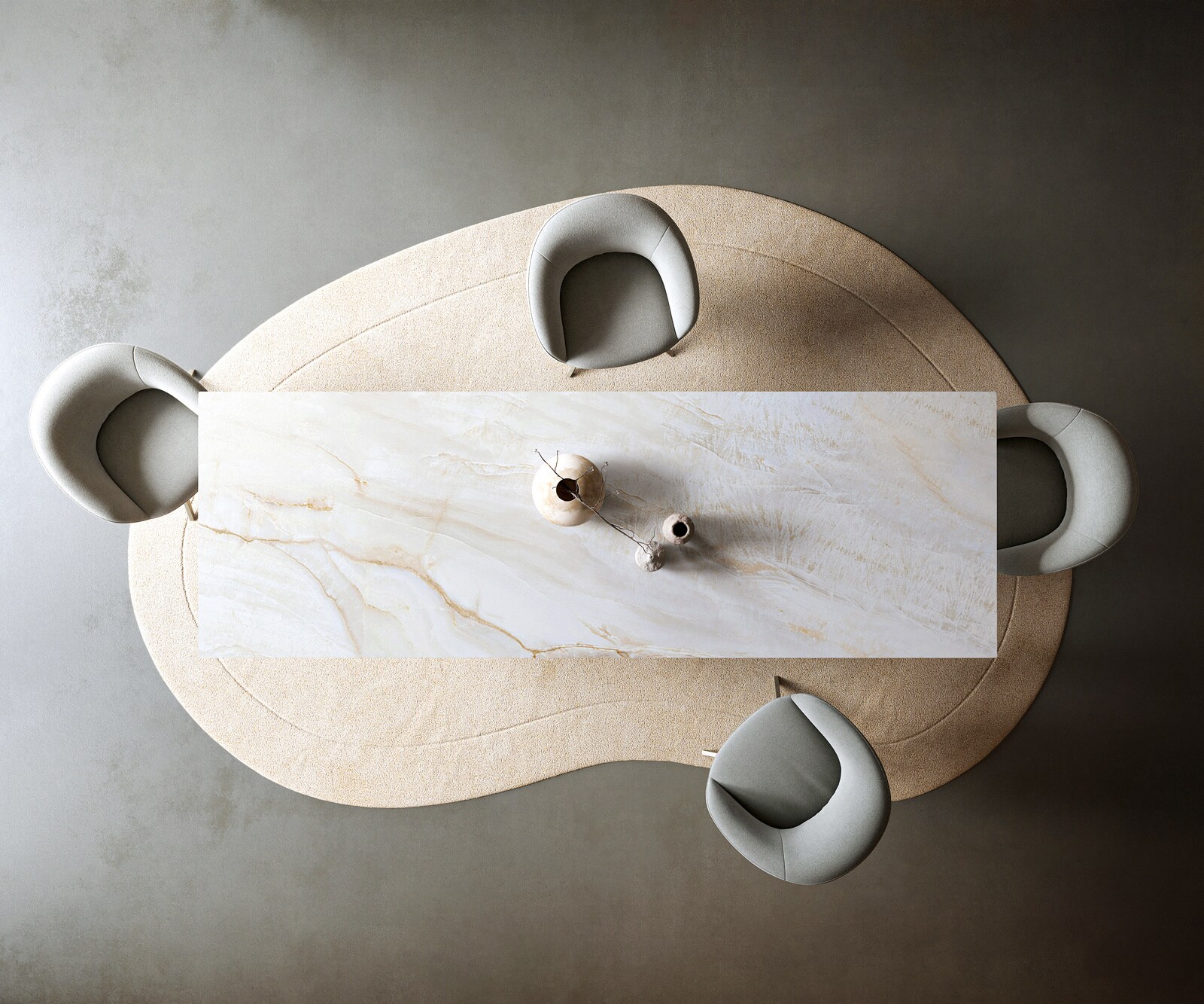 Esstisch Edge 300x100 cm Keramik Onyx Pearl Infinity Metall Effektfinish Titan 6