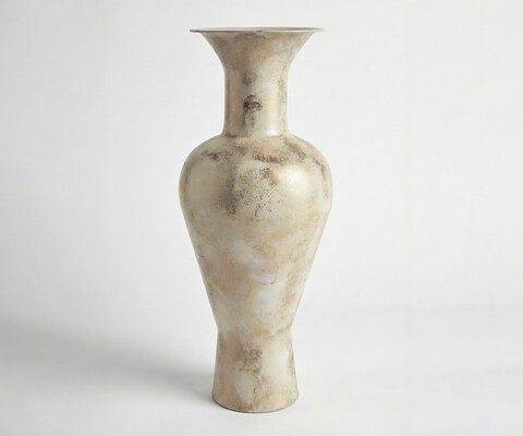 Vase Medora B27 x T27 x H71 cm Metall Alabaster Gold Handgemacht