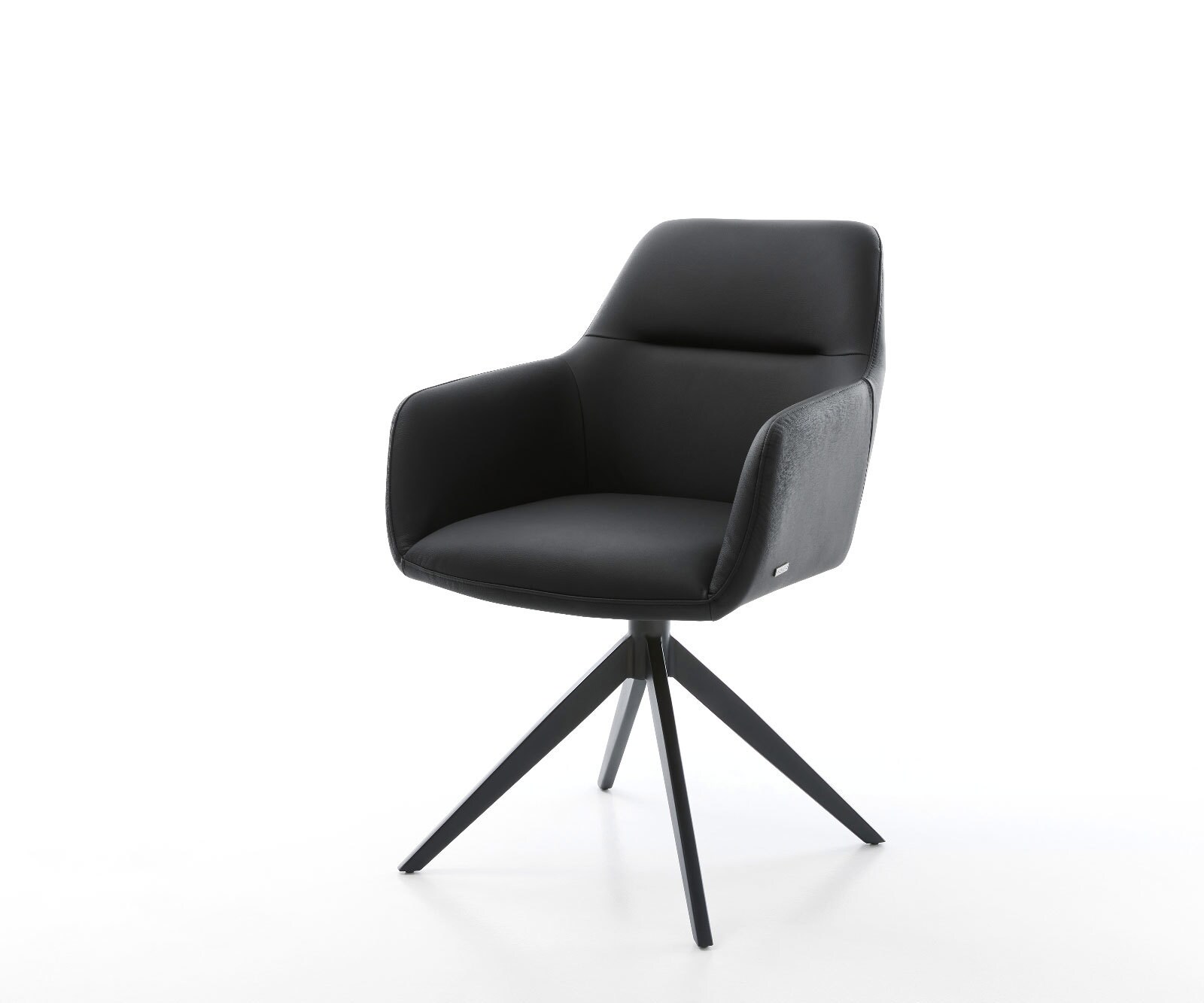 Drehstuhl Pejo-Flex Echt-Leder Schwarz Kreuzgestell breit Schwarz 360° dreh günstig online kaufen
