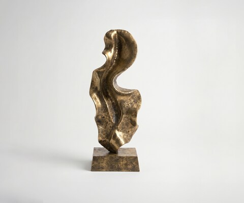 Skulptur Arvena B26 x T14 x H70 cm Aluminium Oro Antico Handgemacht