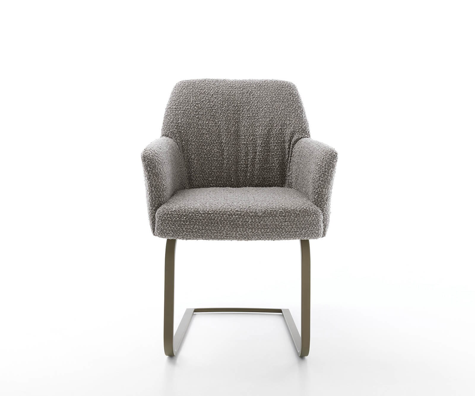 Freischwinger Xana-Flex mit Armlehnen Bouclé Silbergrau Freischwinger flach Effektfinish Titan Taschenfederkern 1