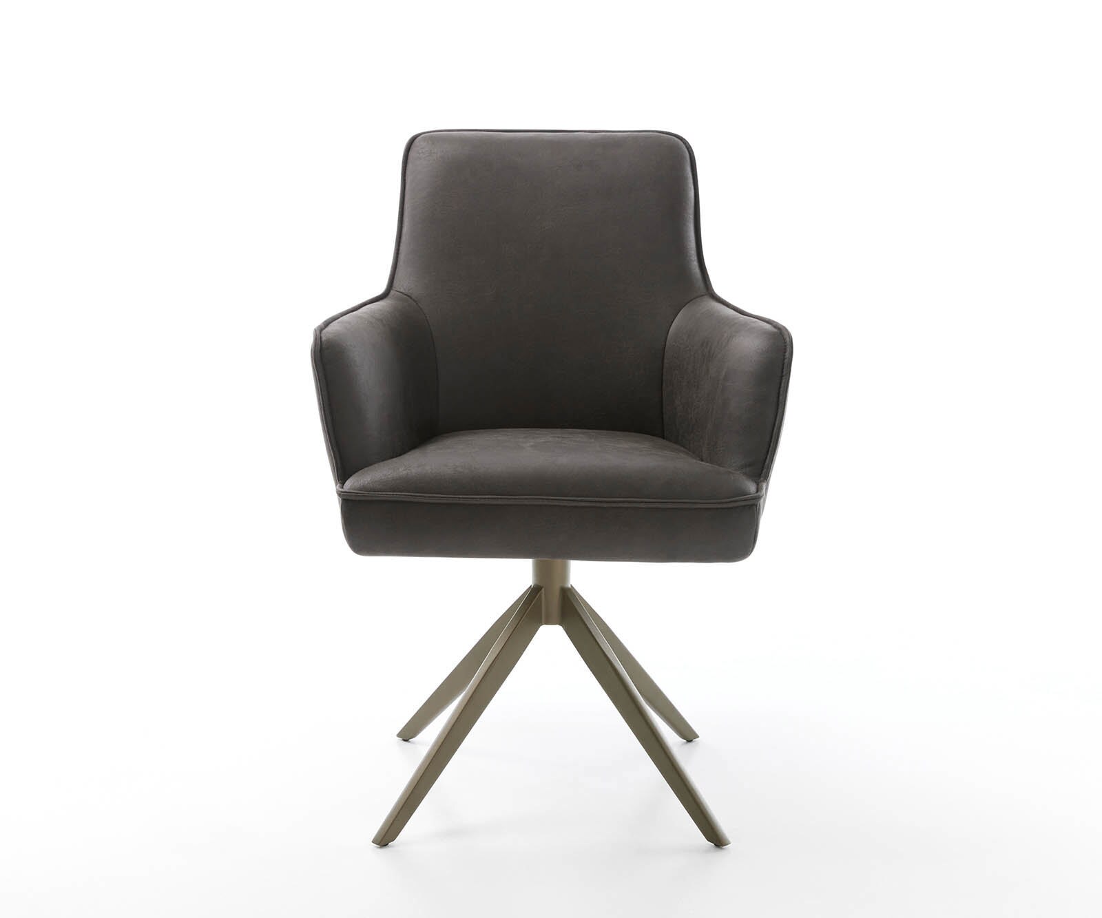Drehstuhl Heira-Flex mit Armlehnen Mikrofaser Anthrazit Vintage Kreuzgestell breit Effektfinish Titan 360° drehbar Taschenfederkern 1