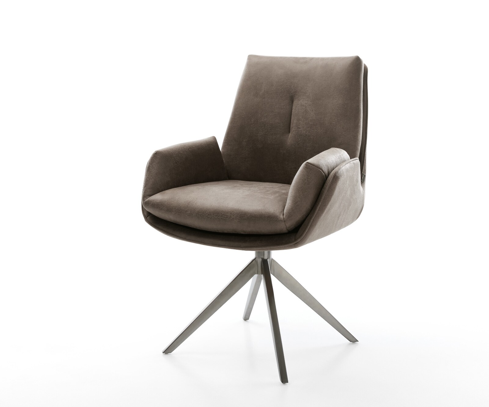 Drehstuhl Clea-Flex Mikrofaser Taupe Vintage Kreuzgestell breit Graphit 360° drehbar Wippfunktion 1