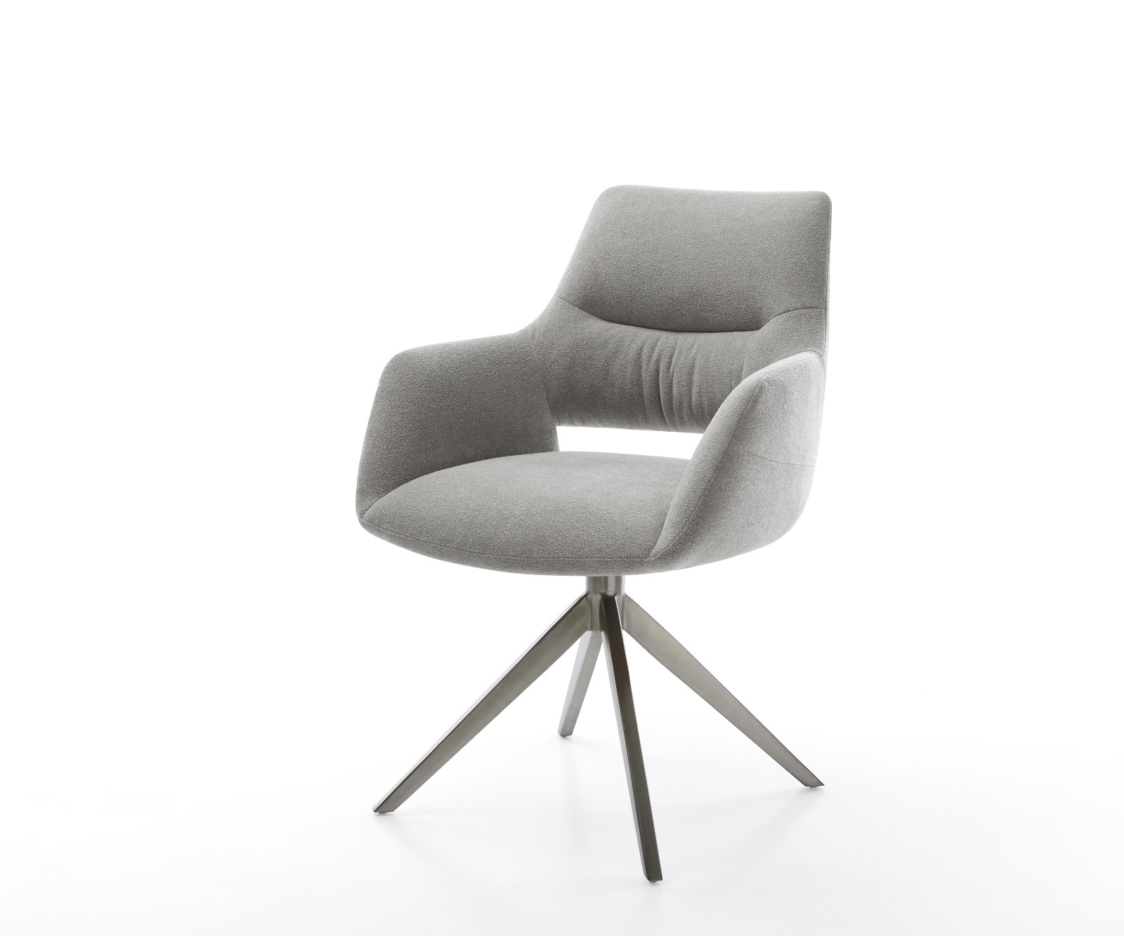 Drehstuhl Yago-Flex mit Armlehnen Strukturstoff Soft Grau Kreuzgestell breit Graphit 360° drehbar Wippfunktion Taschenfederkern