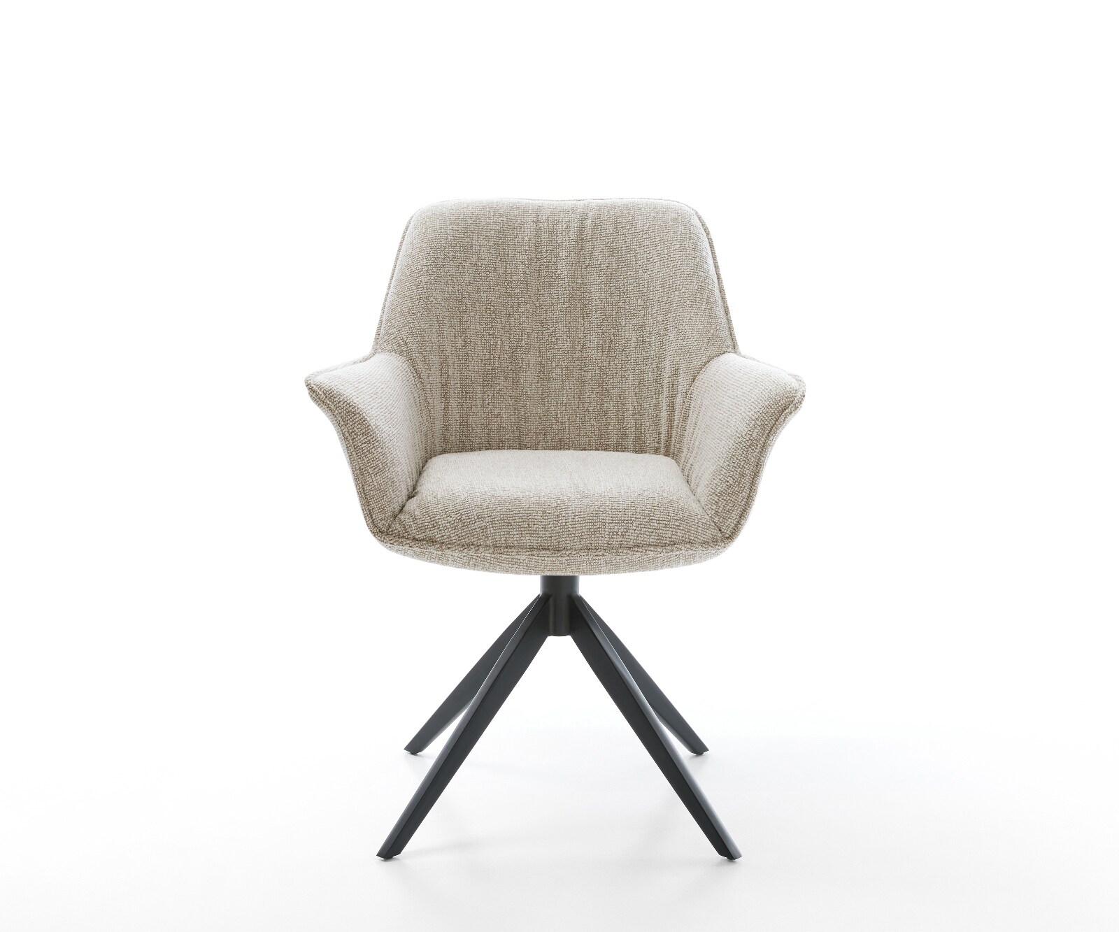 Drehstuhl Keila-Flex mit Armlehnen Webstoff Soft Beige Kreuzgestell breit Schwarz 360° drehbar Wippfunktion 1