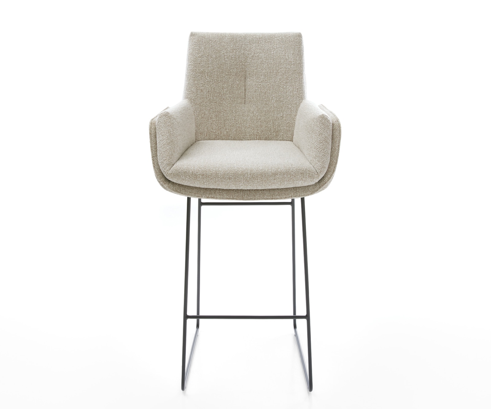 Barstuhl Clea-Flex Webstoff Soft Beige Kufengestell Metall Schwarz 2