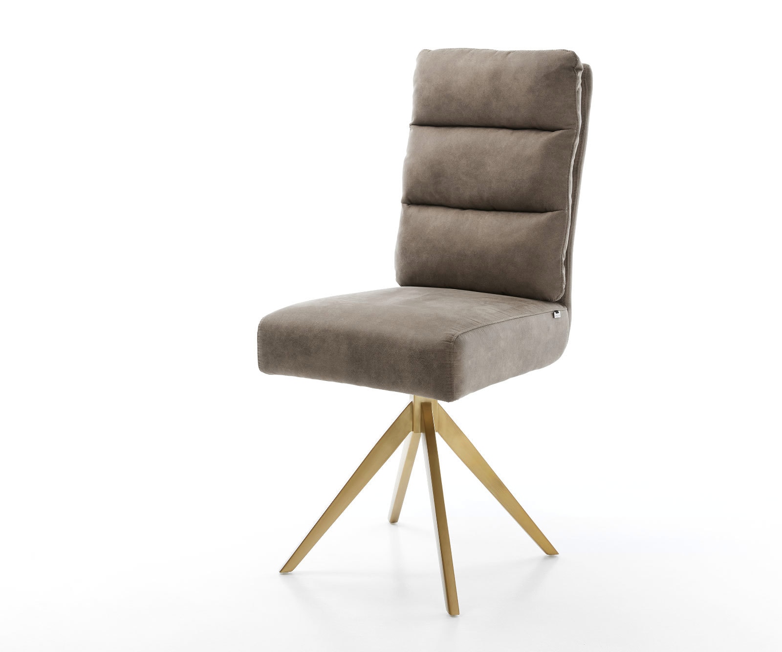 Esszimmerstuhl Pela-Flex Mikrofaser Taupe Vintage Kreuzgestell kantig Gold günstig online kaufen