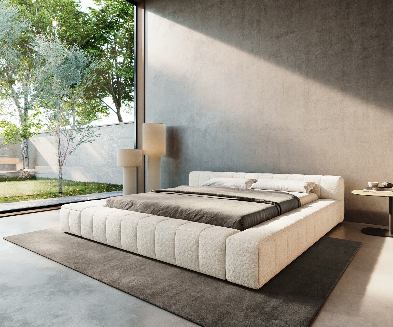 Polsterbettgestell Espazio 180x200 cm Bouclé Soft Beige 1