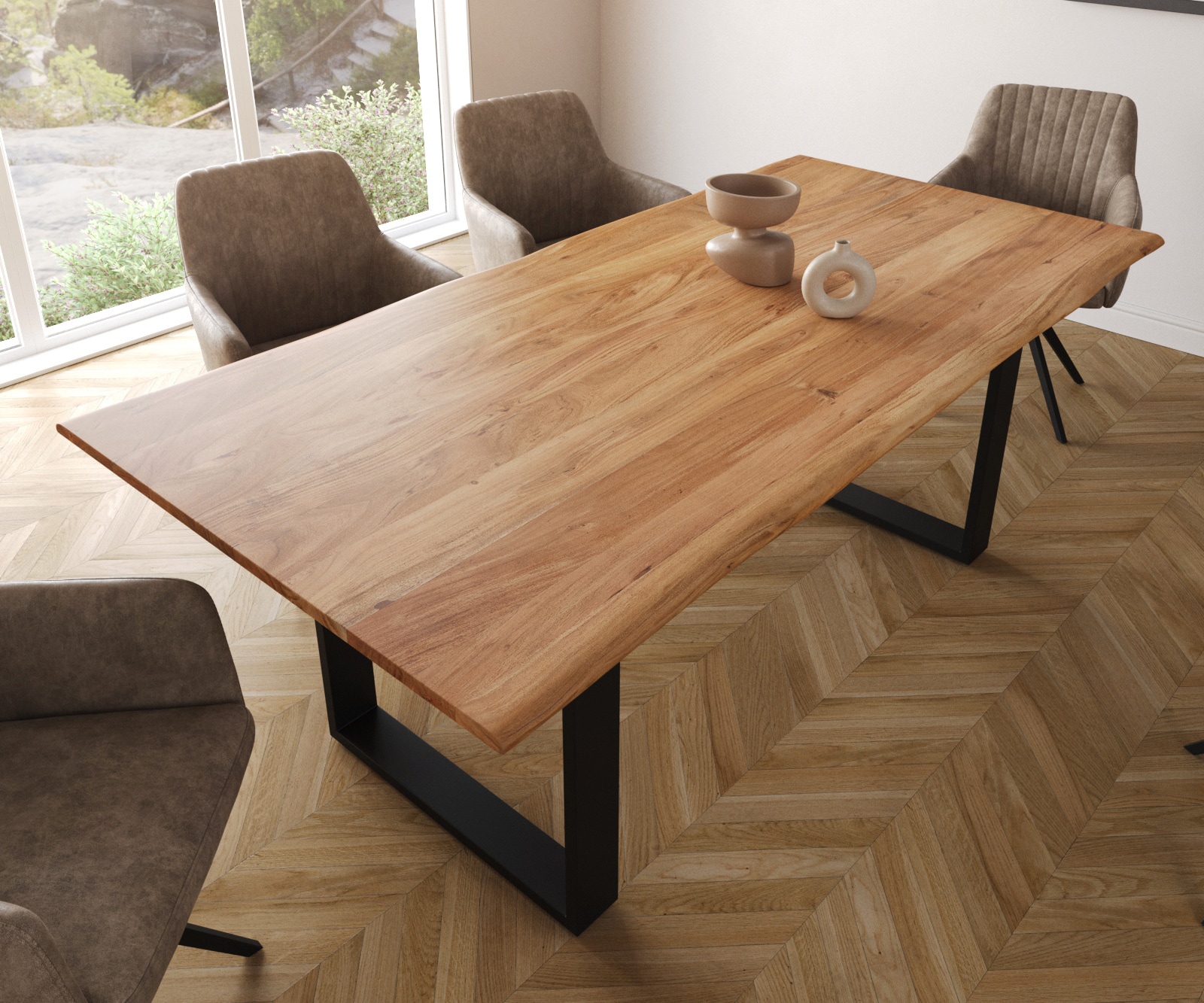 Esstisch Edge 200x100 S Akazie Natur Kufe Schwarz Live-Edge 3 Esstisch Edge 200x100 S Akazie Natur Kufe Schwarz Live-Edge 3