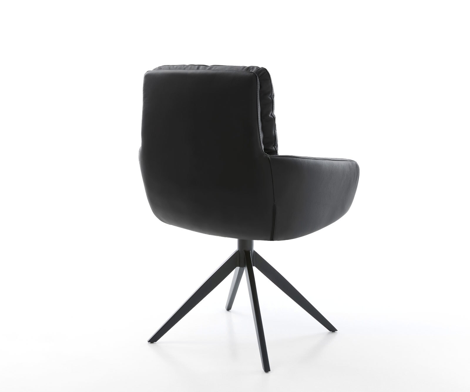 Drehstuhl Abelia-Flex mit Armlehnen Echt-Leder Schwarz Kreuzgestell breit Schwarz 360° drehbar Wippfunktion 4 Drehstuhl Abelia-Flex mit Armlehnen Echt-Leder Schwarz Kreuzgestell breit Schwarz 360° drehbar Wippfunktion 4