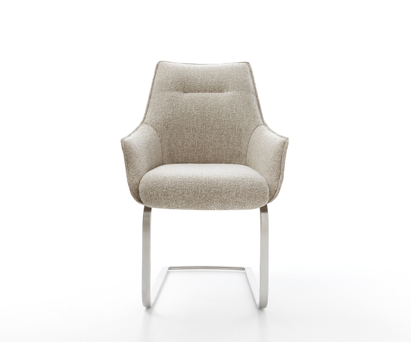 Freischwinger Alja-Flex mit Armlehnen Webstoff Soft Beige Freischwinger flach Edelstahl Taschenfederkern 1