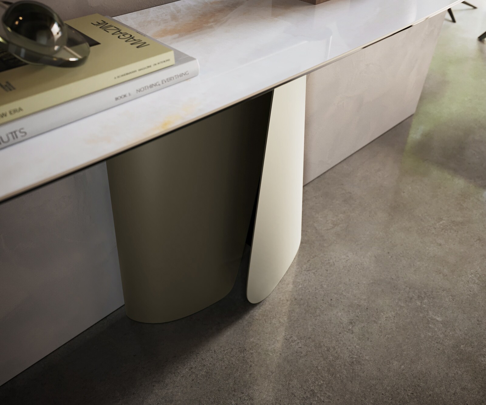 Konsolentisch Edge Boot 180x40 cm Keramik Onyx Pearl Livos Metall Effektfinish Titan 5