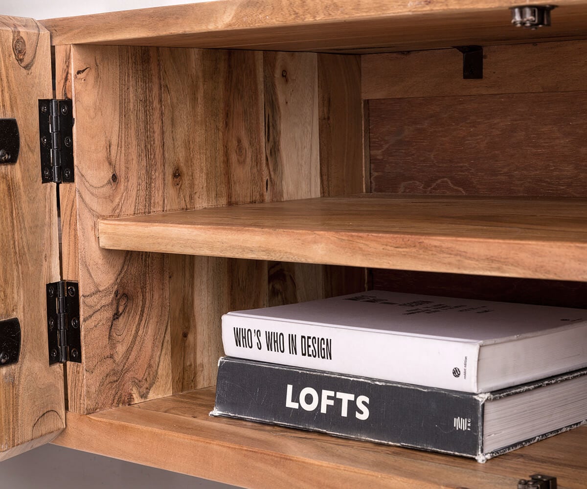 Lowboard Live-Edge 300 cm Akazie Natur 4 Türen 2 Fächer 5