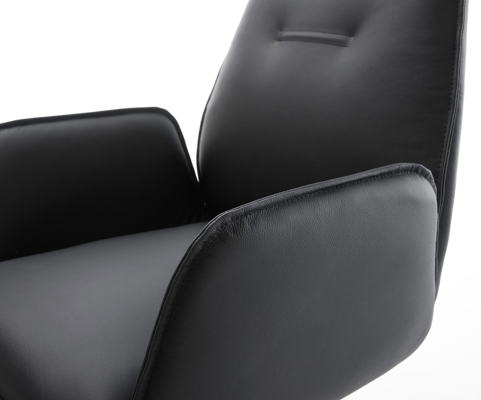 Freischwinger Zoa-Flex Echt-Leder Schwarz Freischwinger rund Edelstahl Taschenfederkern 4