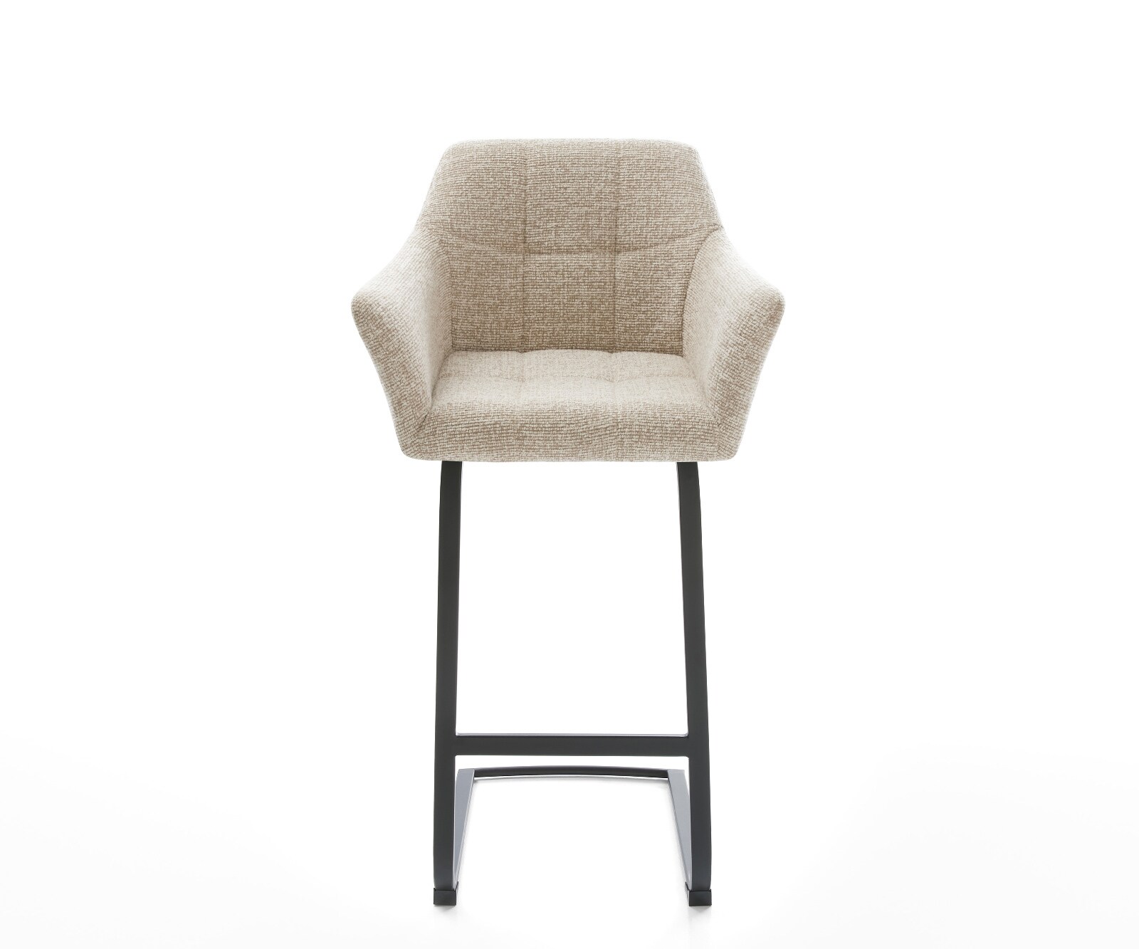 Barstuhl Yulo-Flex Webstoff Soft Beige Freischwinger Flach Metall Schwarz 2