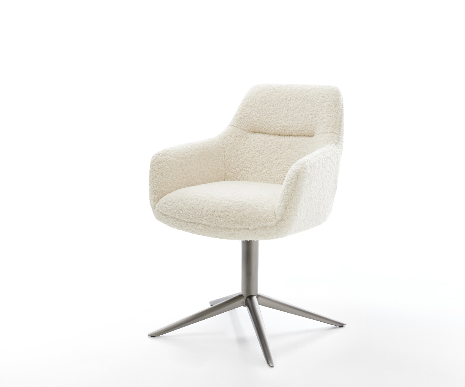 Drehstuhl Pejo-Flex Teddystoff Beige Fußkreuz Graphit 360° drehbar Wippfunktion Taschenfederkern