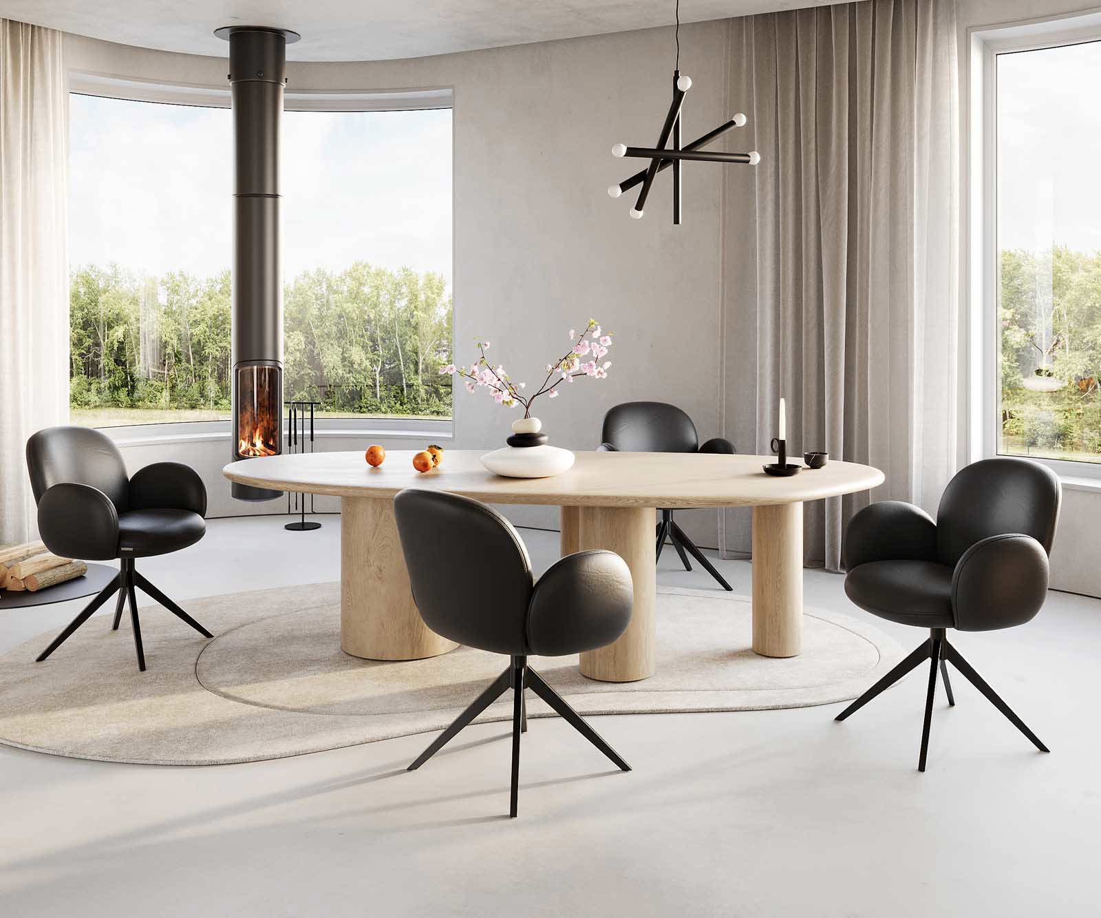 Drehstuhl Nube-Flex mit Armlehnen Echt-Leder Schwarz Kreuzgestell breit Schwarz 360° drehbar Taschenfederkern 3 Drehstuhl Nube-Flex mit Armlehnen Echt-Leder Schwarz Kreuzgestell breit Schwarz 360° drehbar Taschenfederkern 3