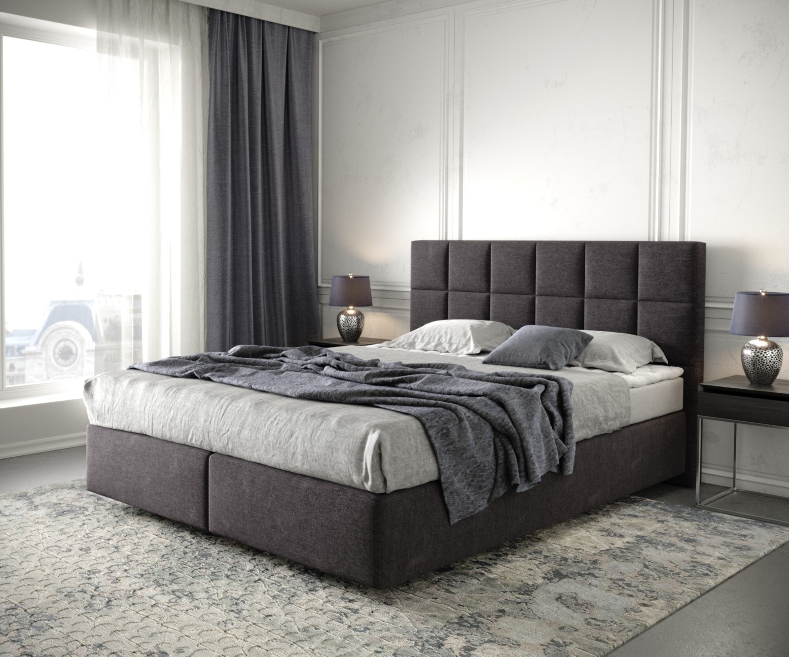 Boxspringbett Dream-Fine 160x200 cm Mikrofaser Schwarz mit Matratze und Topper Boxspringbett Dream-Fine 160x200 cm Mikrofaser Schwarz mit Matratze und Topper