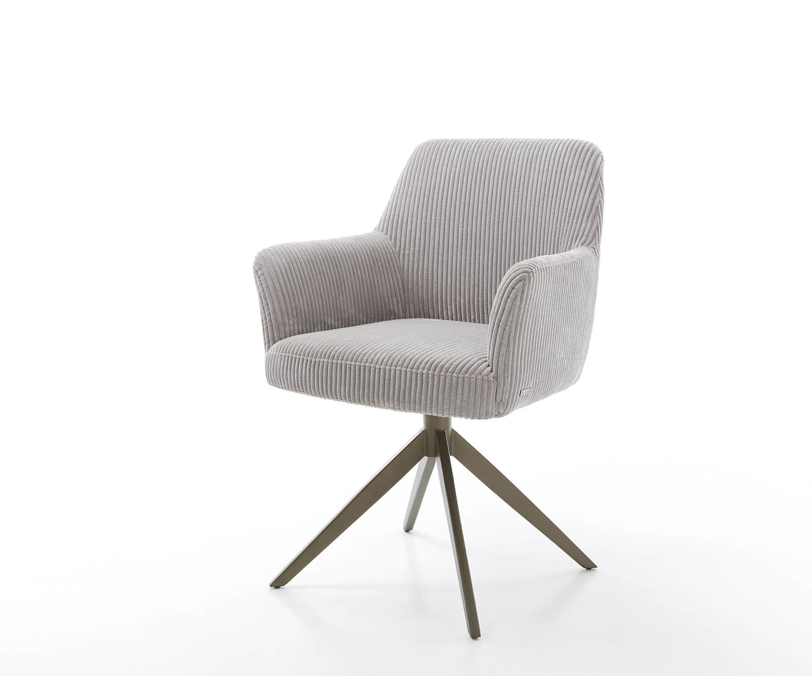 Drehstuhl Xana-Flex mit Armlehnen Cord Silbergrau Kreuzgestell breit Effektfinish Titan 360° drehbar Taschenfederkern