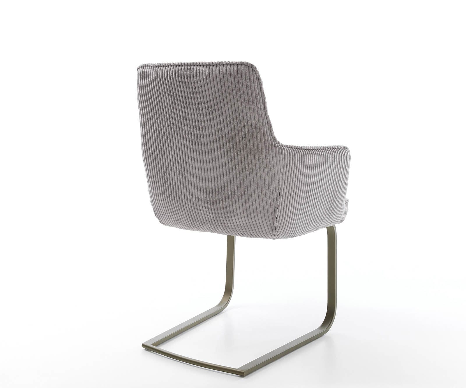 Freischwinger Heira-Flex mit Armlehnen Cord Silbergrau Freischwinger flach Effektfinish Titan Taschenfederkern 4