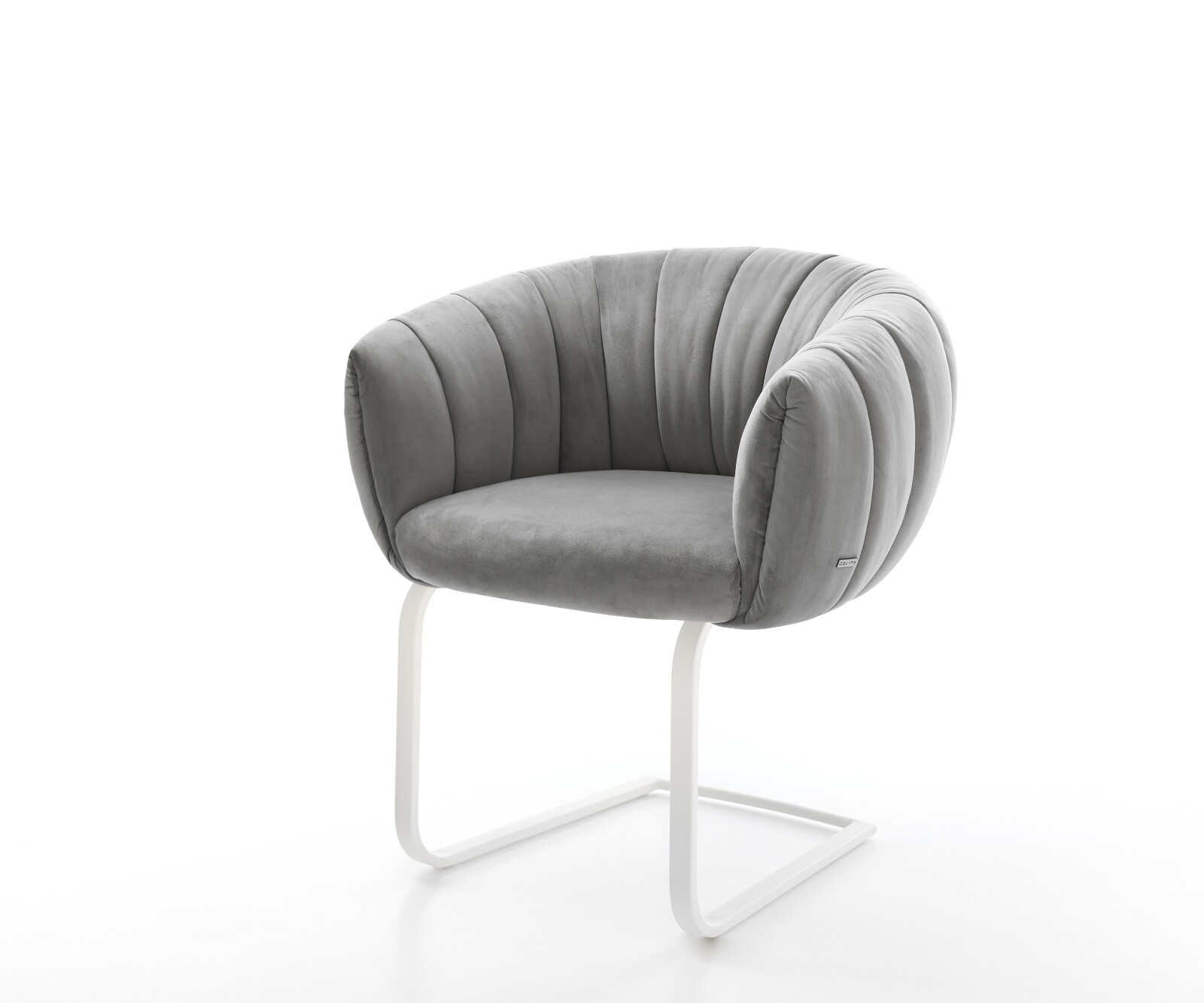 Freischwinger Jada-Flex Samt Grau Freischwinger flach Weiß Taschenfederkern 1