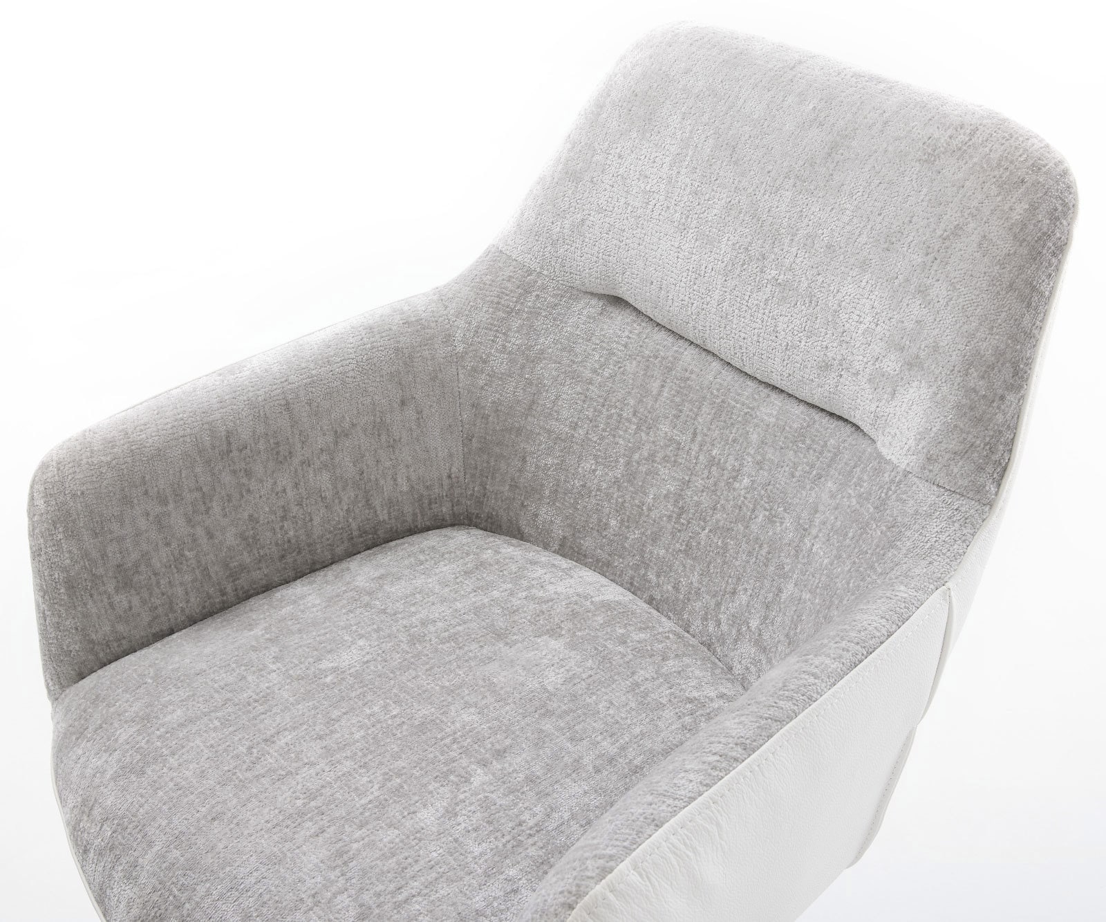 Drehstuhl Pejo-Flex Materialmix Echtleder Weiß-Silbergrau Kreuzgestell breit Weiß 360° drehbar Wippfunktion Taschenfederkern 4