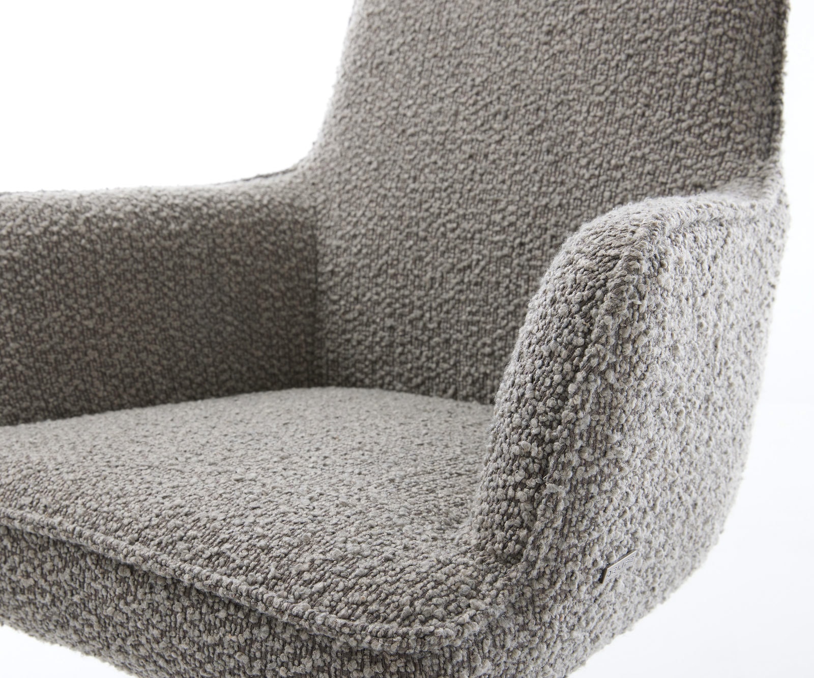 Drehstuhl Heira-Flex mit Armlehnen Bouclé Silbergrau Kreuzgestell breit Effektfinish Titan 360° drehbar Wippfunktion Taschenfederkern 3