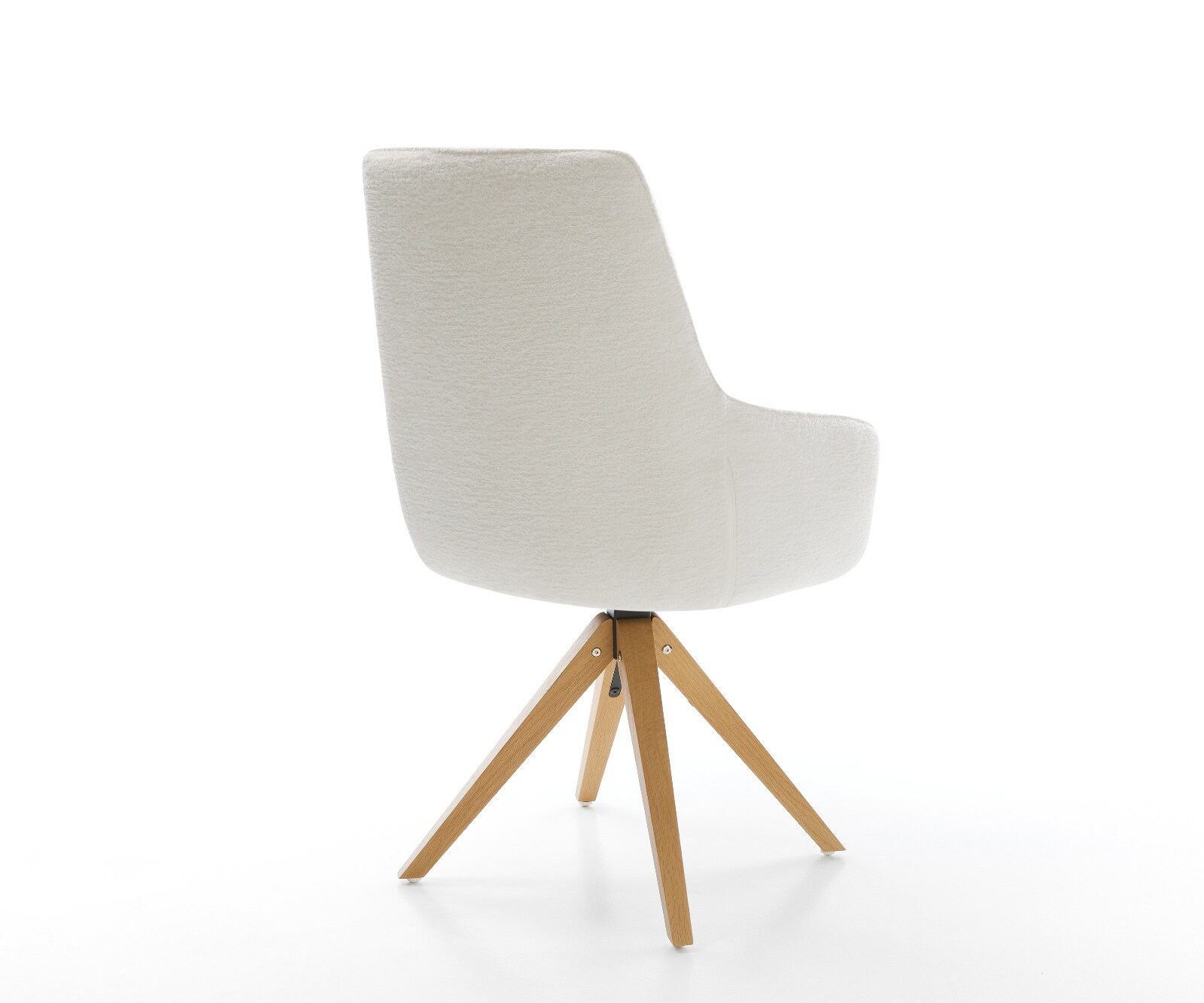 Drehstuhl Zelia-Flex mit Armlehnen Bouclé Soft Beige Holzgestell kantig Natur 180° drehbar Taschenfederkern 4