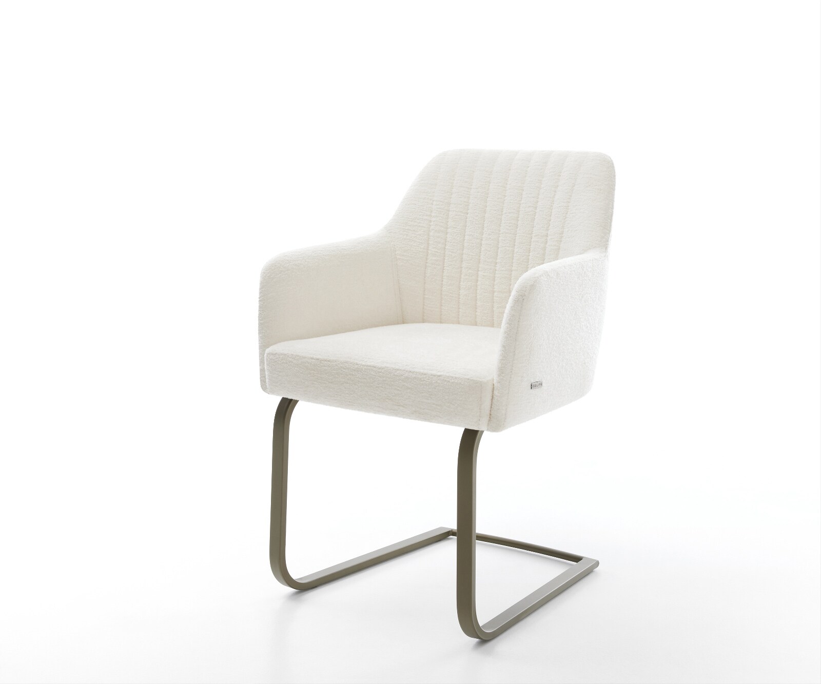 DELIFE Freischwinger Greg-Flex Bouclé Soft Beige Freischwinger flach Effektfinish Titan Taschenfederkern