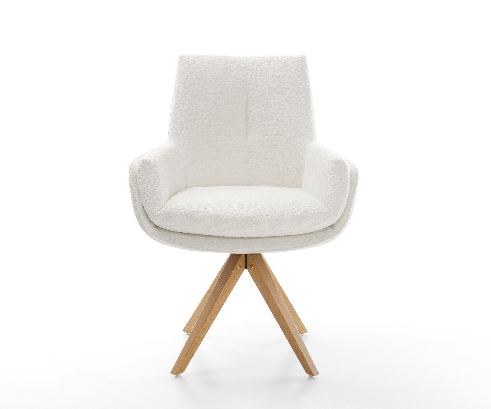 Drehstuhl Clea-Flex Bouclé Creme-Weiß Kreuzgestell breit Edelstahl 360° drehbar Wippfunktion 2