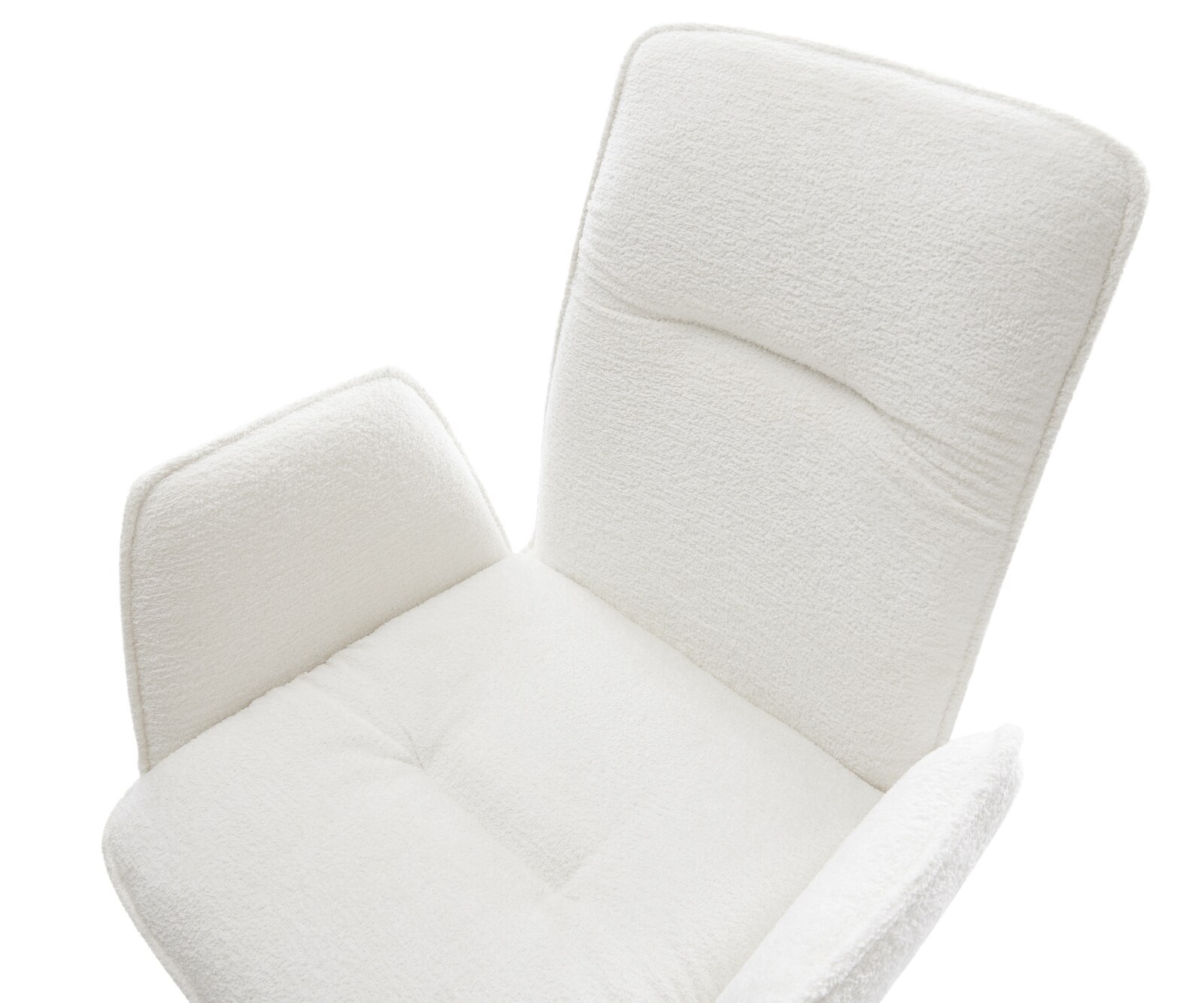 Drehstuhl Vinja-Flex Bouclé Soft Beige Kreuzgestell breit Edelstahl 360° drehbar Wippfunktion 4
