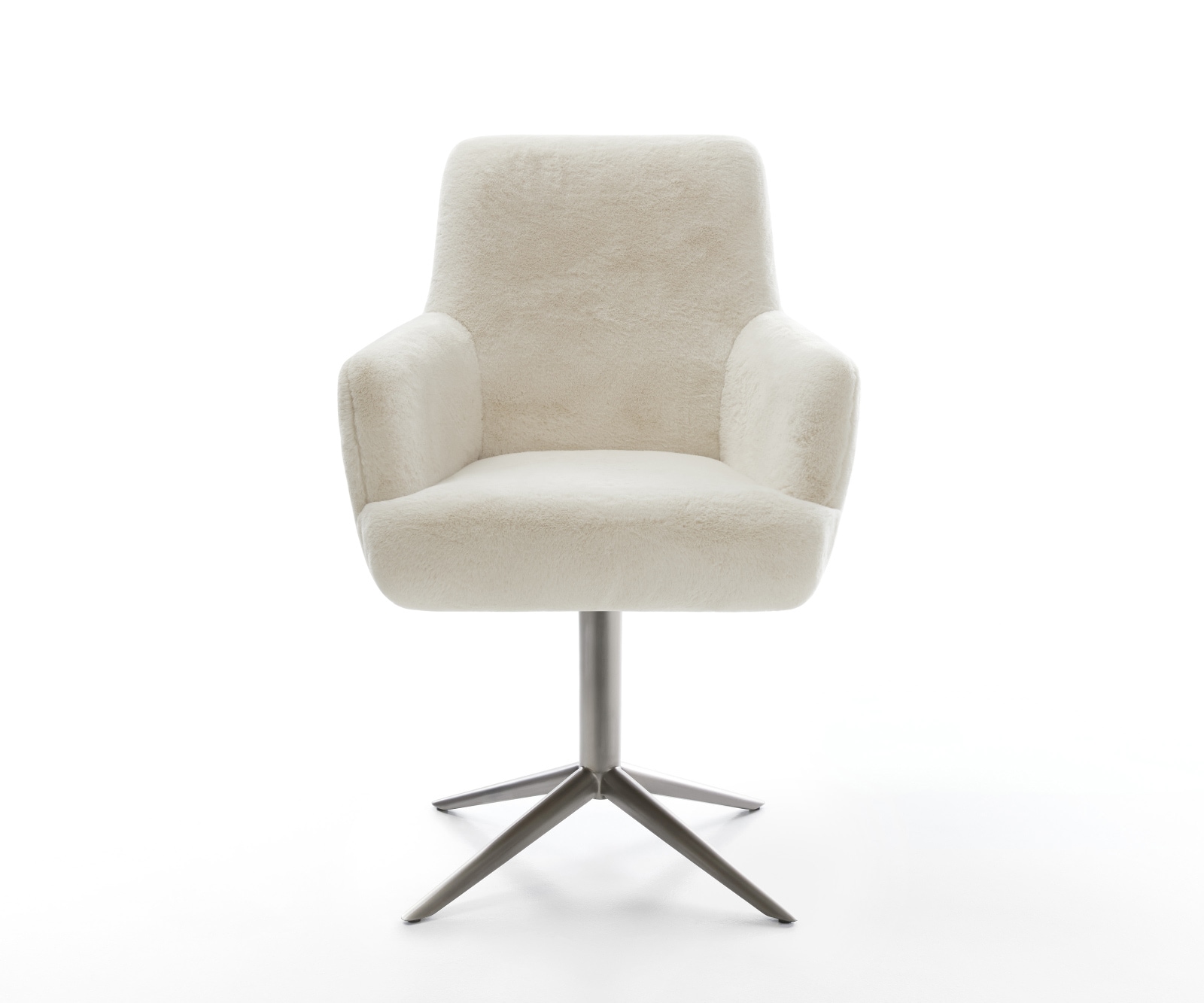 Drehstuhl Heira-Flex mit Armlehnen Plüsch Creme-Weiß Fußkreuz Graphit 360° drehbar Wippfunktion Taschenfederkern 2