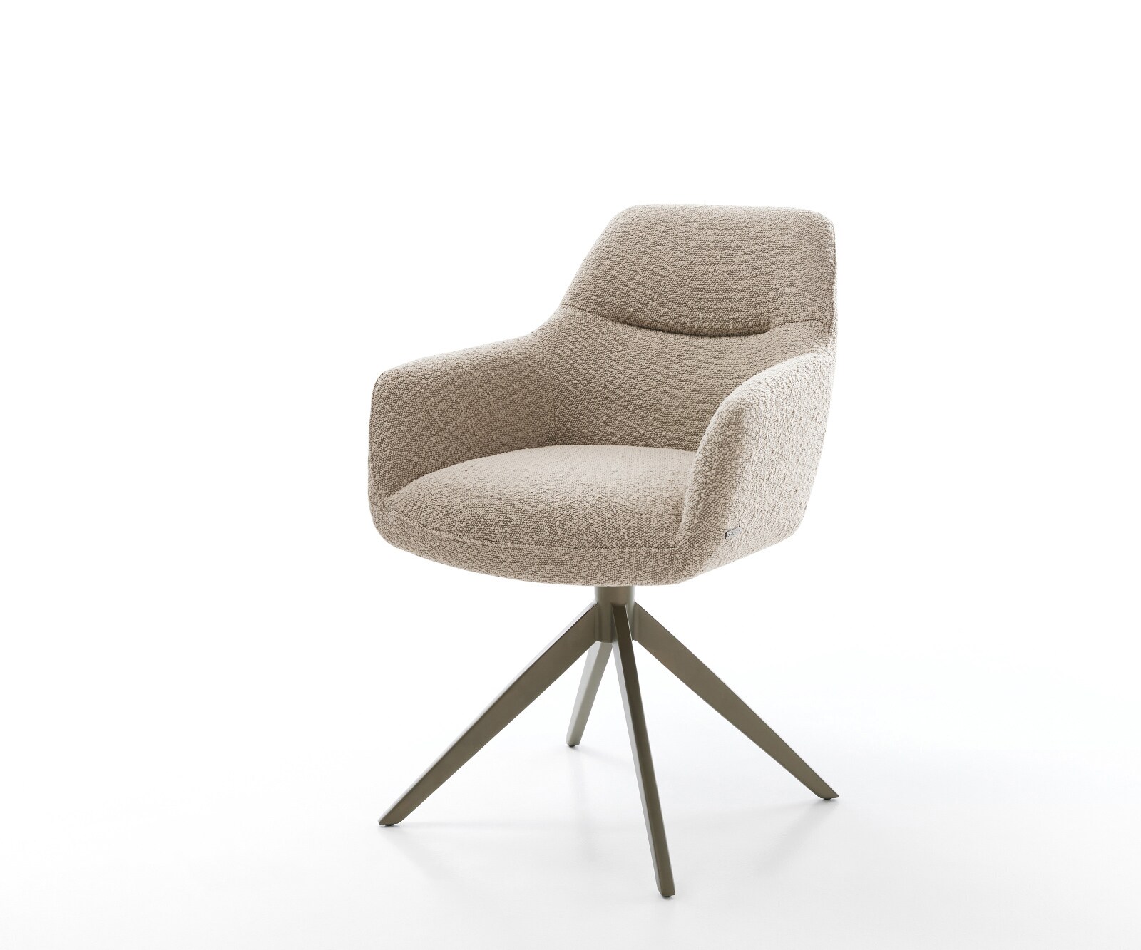 Drehstuhl Pejo-Flex Bouclé Schlamm Kreuzgestell breit Effektfinish Titan 360° drehbar Wippfunktion Taschenfederkern