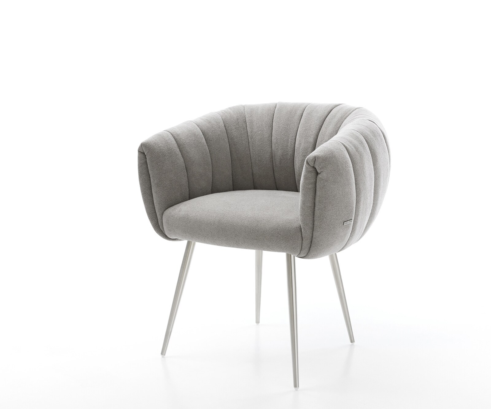 Esszimmerstuhl Jada-Flex Strukturstoff Soft Grau 4-Fuß konisch Edelstahl Ta günstig online kaufen