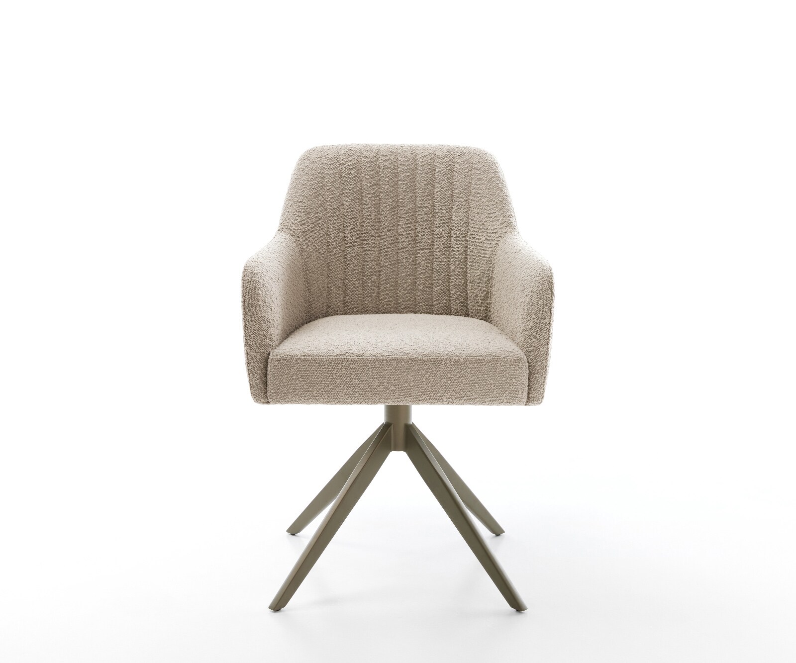 Drehstuhl Greg-Flex Bouclé Schlamm Kreuzgestell breit Effektfinish Titan 360° drehbar Wippfunktion Taschenfederkern 1