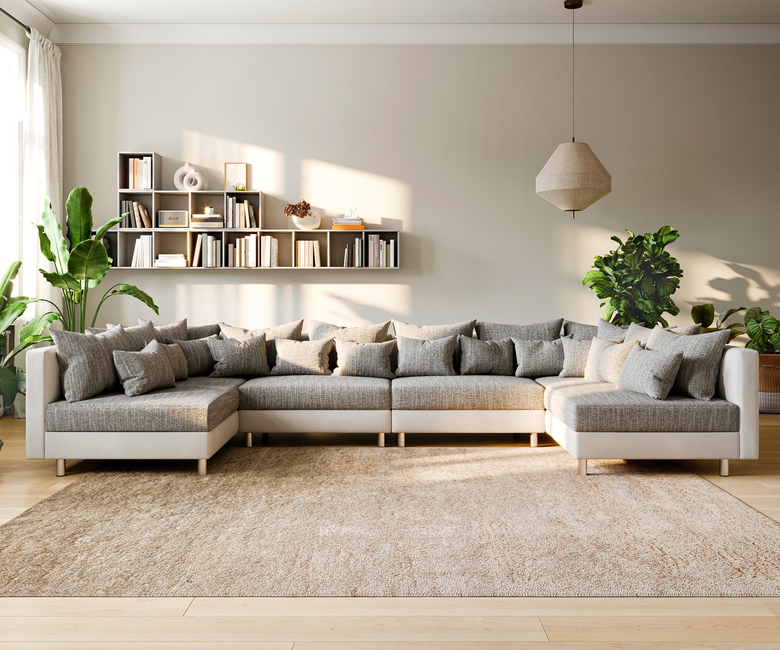 Wohnlandschaft Clovis XL Weiss Hellgrau Modulsofa  1 Wohnlandschaft Clovis XL Weiss Hellgrau Modulsofa  1