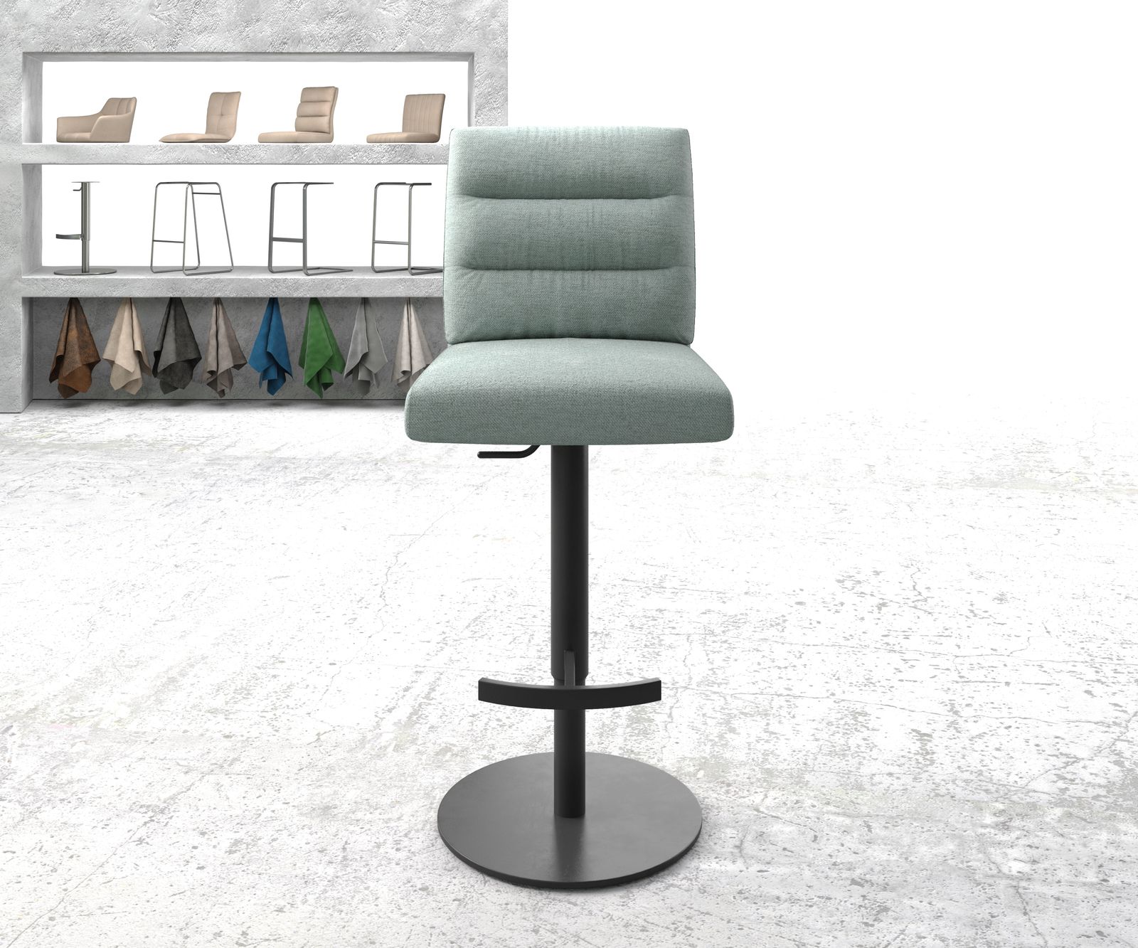 Barstuhl Pela-Flex Stripes Mint Drehfuß höhenverstellbar Metall 1