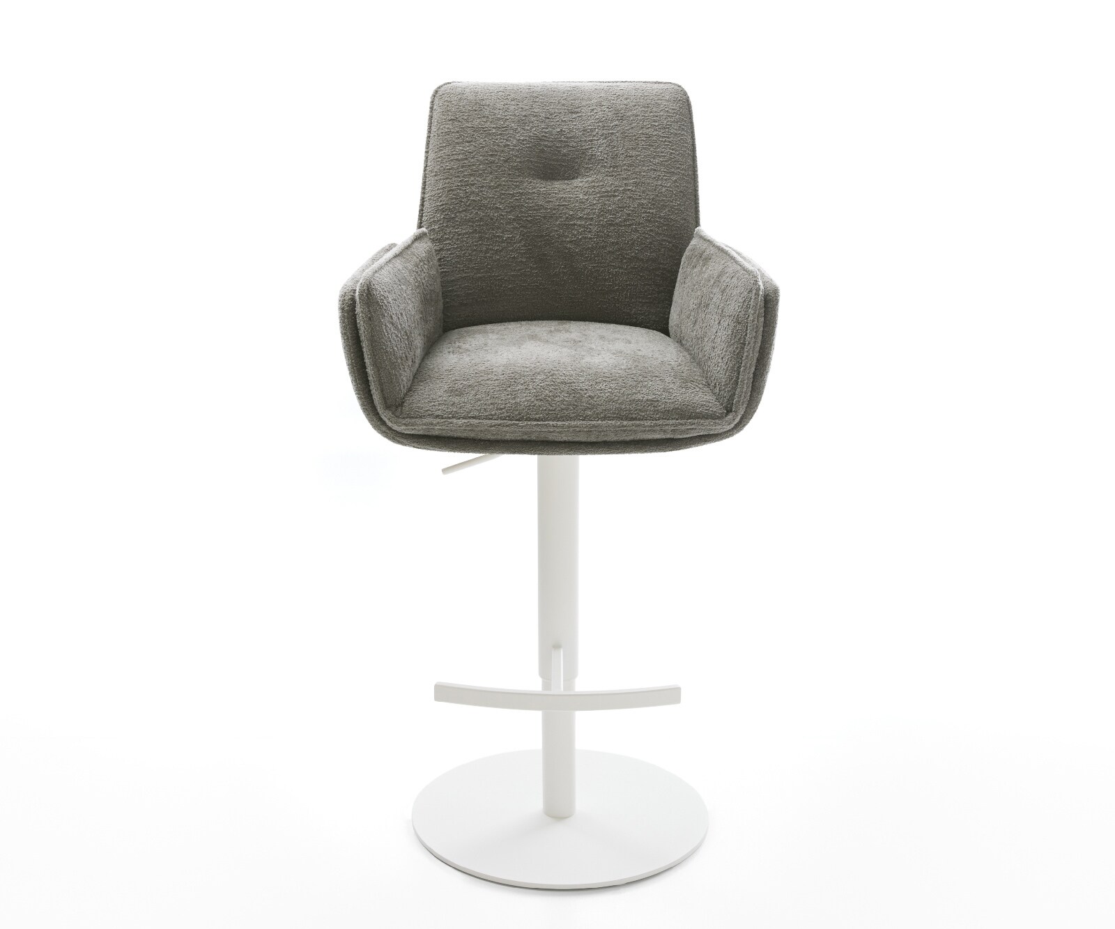 Barstuhl Nela-Flex Bouclé Soft Schlamm Drehfuß höhenverstellbar Metall Weiß 2