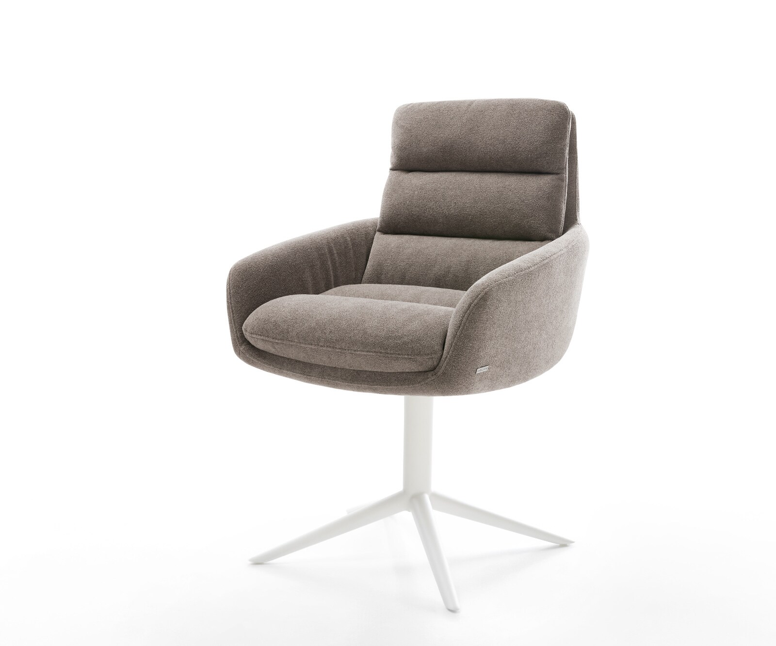 Drehstuhl Abelia-Flex mit Armlehnen Strukturstoff Soft Taupe Fußkreuz Weiß 360° drehbar Wippfunktion 1