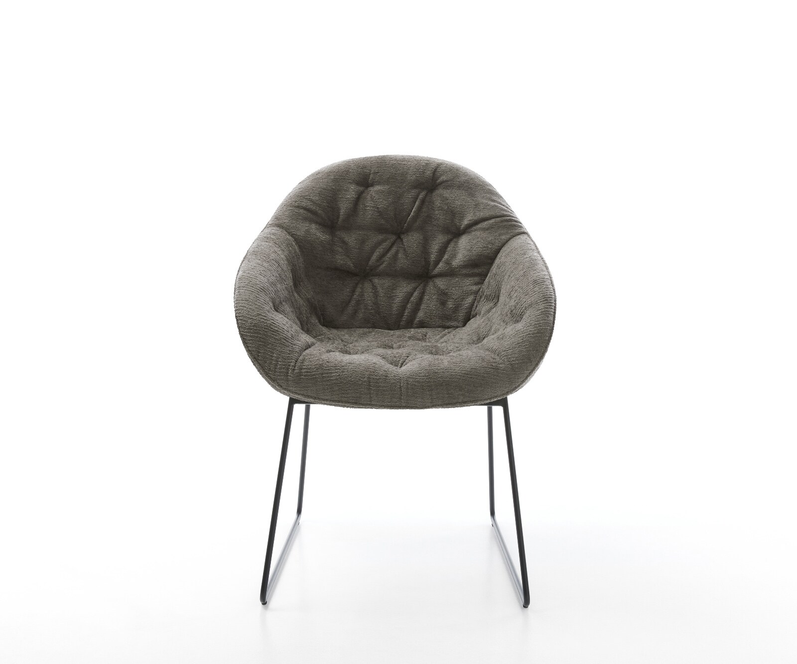 Esszimmerstuhl Gaio-Flex Bouclé Soft Schlamm Kufengestell Schwarz 1