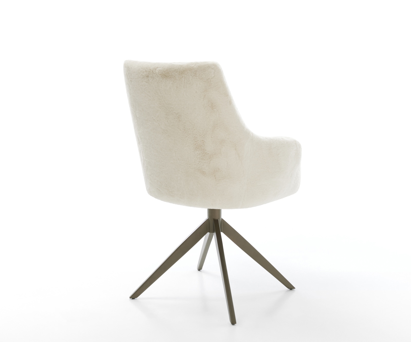 Drehstuhl Alja-Flex mit Armlehnen Plüsch Creme-Weiß Kreuzgestell breit Effektfinish Titan 360° drehbar Wippfunktion Taschenfederkern 5