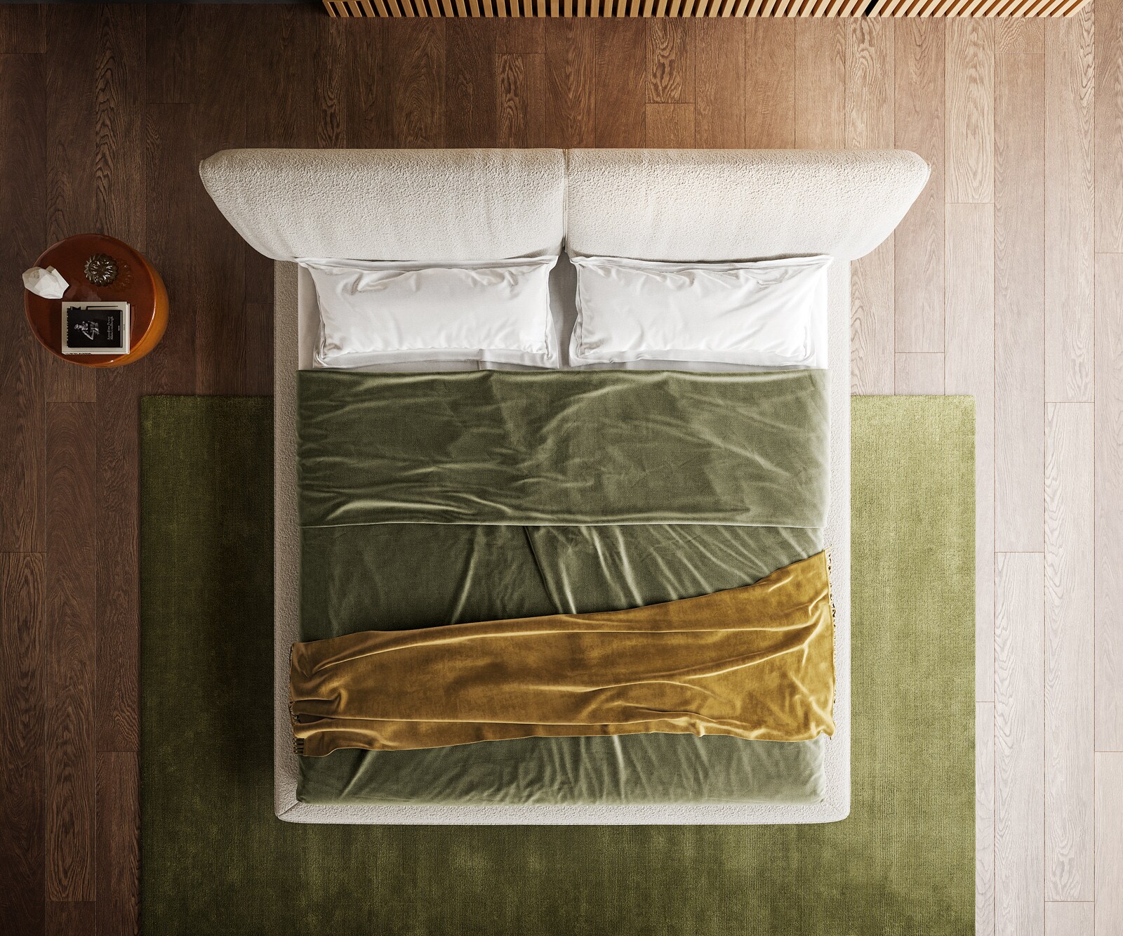 Polsterbettgestell Cusino 180x200 cm Bouclé Creme-Weiß 5