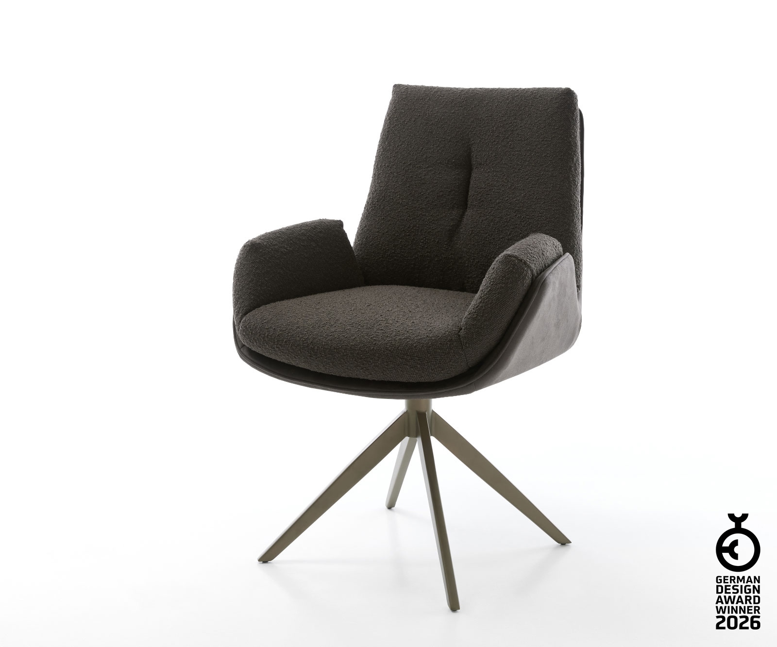 Drehstuhl Clea-Flex Materialmix Schwarz Kreuzgestell breit Effektfinish Titan 360° drehbar Wippfunktion