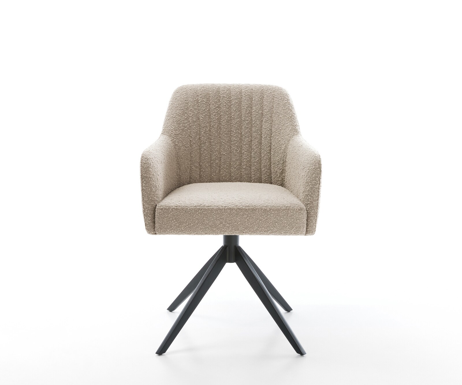 Drehstuhl Greg-Flex Bouclé Schlamm Kreuzgestell breit Schwarz 360° drehbar Wippfunktion Taschenfederkern 2