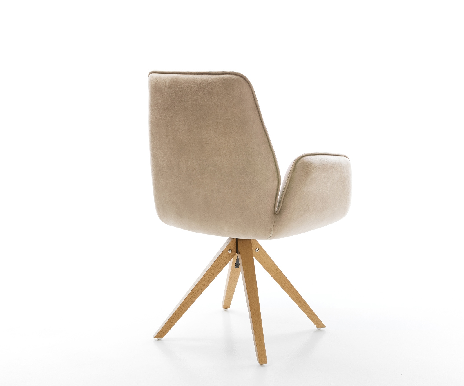 Drehstuhl Clea-Flex Mikrofaser Taupe Vintage Holzgestell kantig Natur 360° drehbar 5