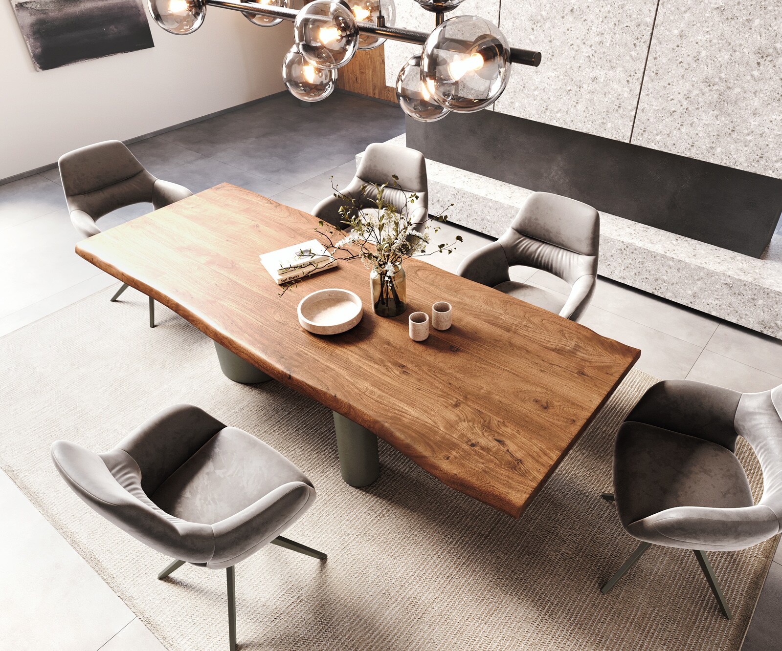 Esstisch Edge 260x100 XL Akazie Braun Troa Metall Effektfinish Titan Live-Edge 3